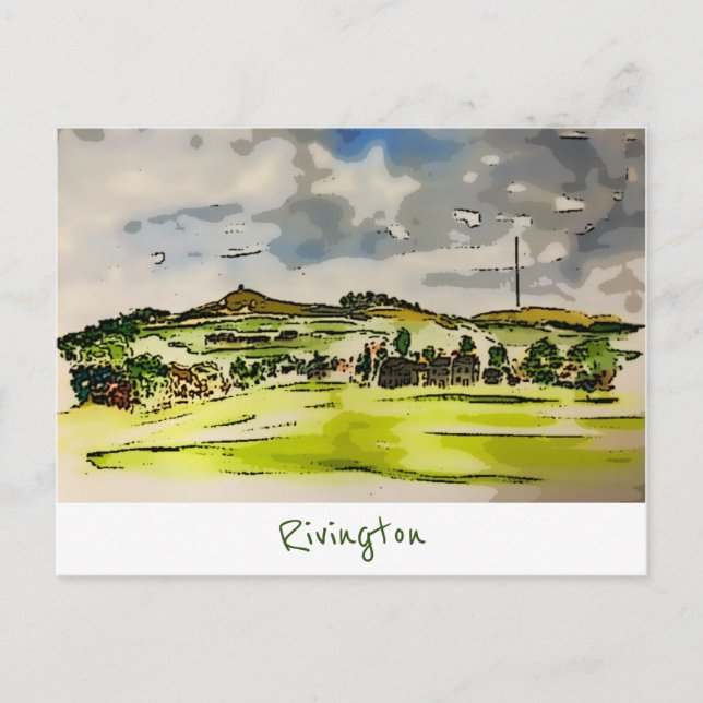 Postal panorámica Rivington Winter Hill (Anverso)