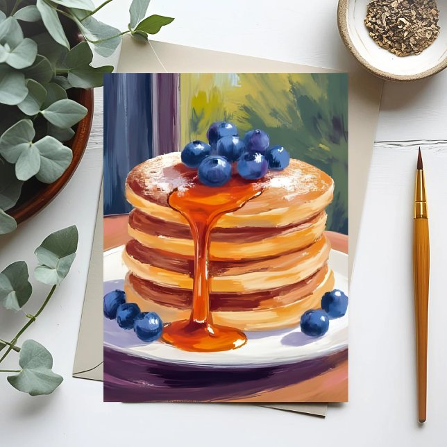 Postal Panqueques de Blueberry | Pintura de aceite (Subido por el creador)