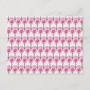 Postal Pansias rosas - patrón de papel pintado retro