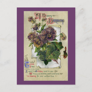 Postal Pansies e Ivy Vintage Birday