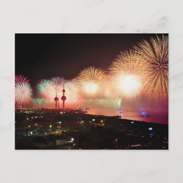 Postal Pantalla de fuegos artificiales de Kuwait (Anverso)