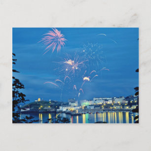 Postal Pantalla de fuegos artificiales de Tenby