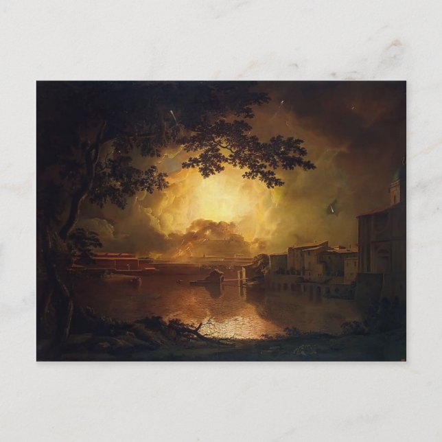 Postal Pantalla de Joseph Wright-Firework en Castel Angel (Anverso)