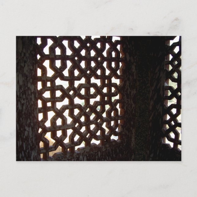 Postal pantalla de ventana de madera de India (Anverso)