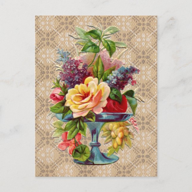 Postal Pantalla floral vintage texturizada (Anverso)