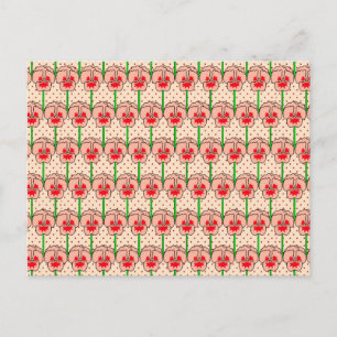 Postal Pantalones corales - patrón de papel pintado retro