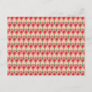 Postal Pantalones corales - patrón de papel pintado retro