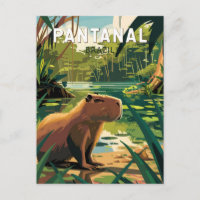 Pantanal Brasil Arte de viaje de capybara vintage