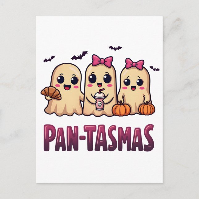 Postal Pantasmas Gracioso Fantasma Groovy Retro Halloween (Anverso)