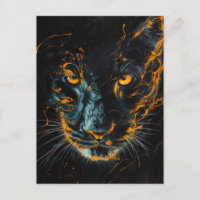 Pantera Negra con Estelas de Luz Naranja