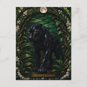 Postal Pantera, vidrio teñido de flor nocturna
