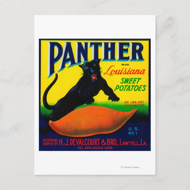 Postal Panther Yam LabelLawtell, LA (Anverso)