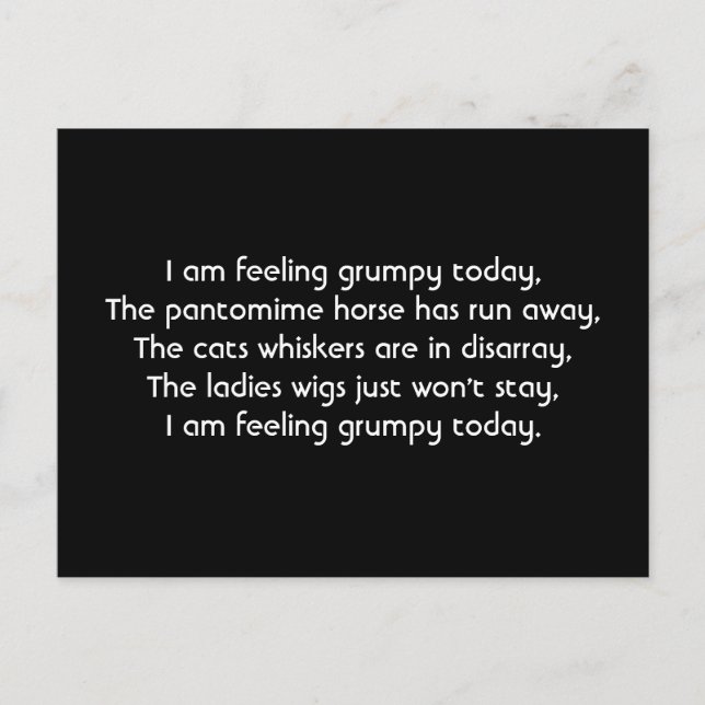 Postal Pantomima. Poema. Blanco negro (Anverso)