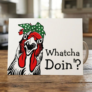 Postal Pañuelo Verde Gallina Divertida Whatcha Doin