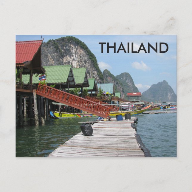 Postal Panyi Flotante Fishing Village Sur de Tailandia (Anverso)