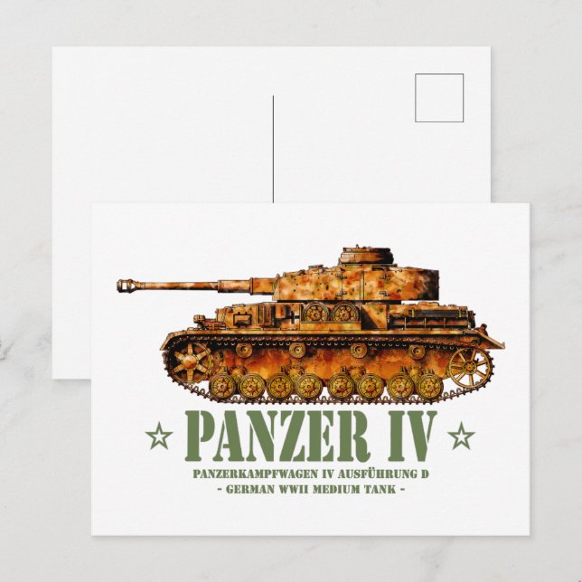 Postal Panzer IV D Guerra Mundial Dos tanques alemanes me (Anverso / Reverso)
