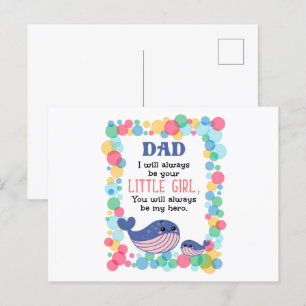 Postal Papá Ballena Adorable Siempre Seré Tu Pequeña