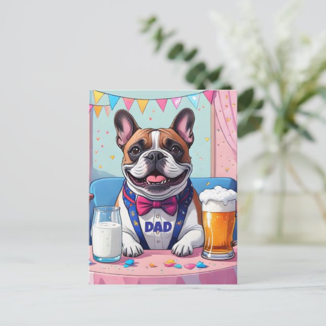 Postal Papa de Bulldog Francés Día del Padre (Anverso de pie)