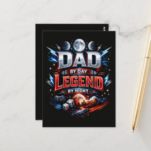 Postal Papá De Día Leyenda Por La Noche - Épico Papá Juga