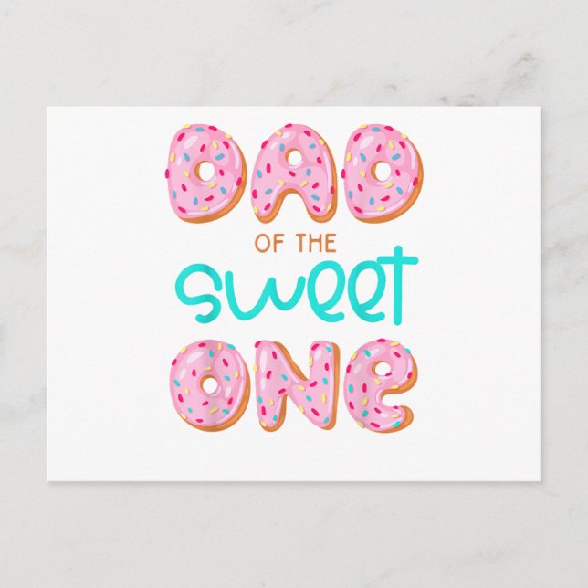 Postal Papá de Dulce Uno Primer Cumpleaños Familia Combin (Anverso)