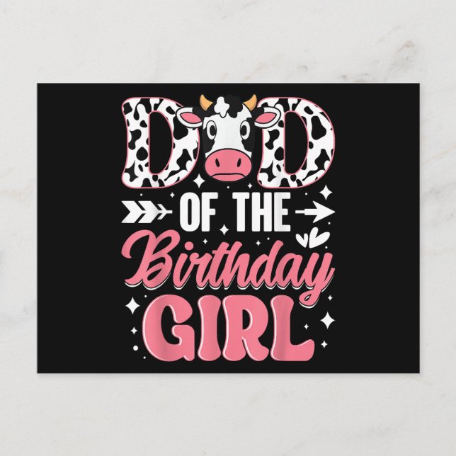 Postal Papá De La Cumpleañera Vaca Padre Papito (Anverso)