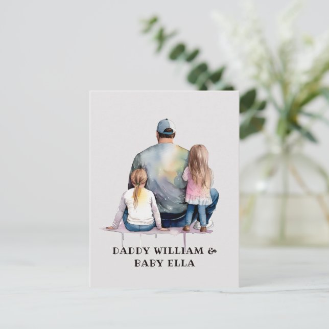 Postal Papá e hijas personalizados (9) (Anverso de pie)