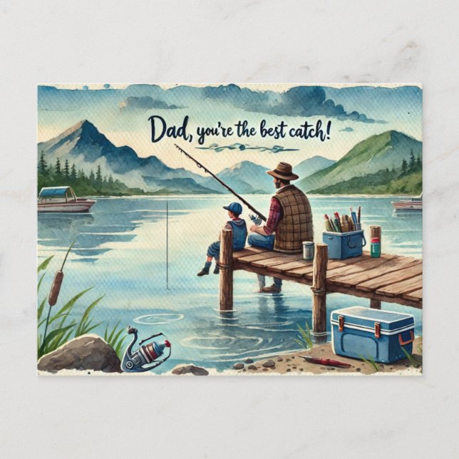 Postal papá, eres la mejor atrapada, feliz Día del Padre (Anverso)