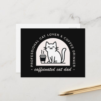 Postal Papá gato amante del café divertido