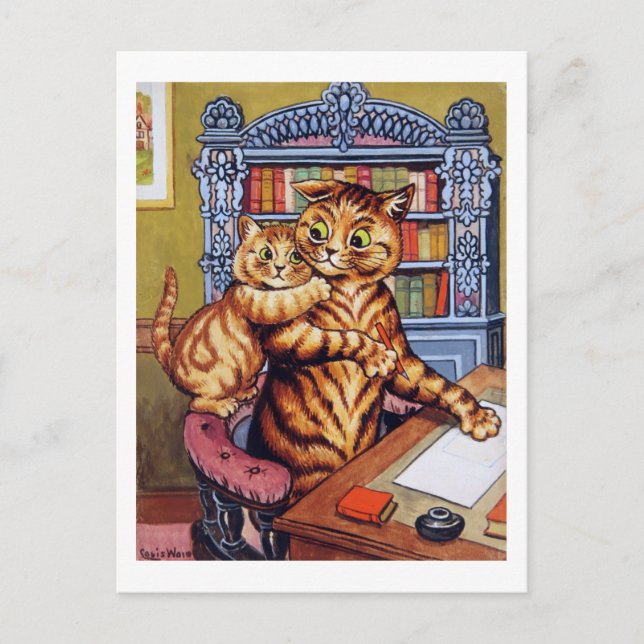 Postal Papá, gato Louis Wain (Anverso)