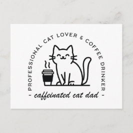 Postal Papá gato y amantes del café hombres divertidos hi