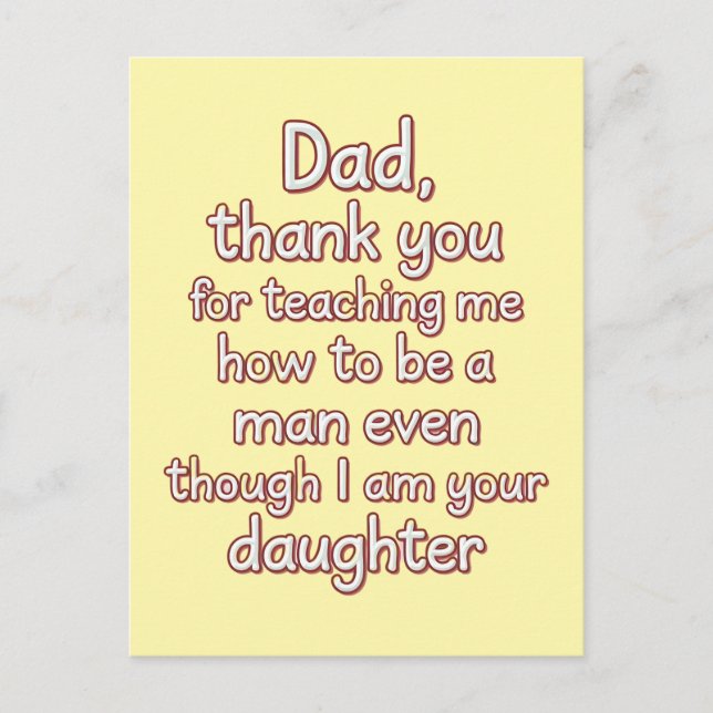 Postal Papá Gracias Por Enseñarme Cómo Ser Un Hombre (Anverso)