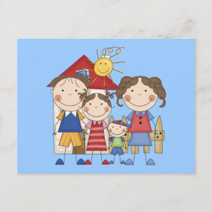 Postal Papá, Mamá, Hermana Mayor, Hermano Menor Familia