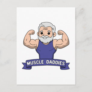 Postal Papá Musculoso Kawaii Barbudo y Adorable