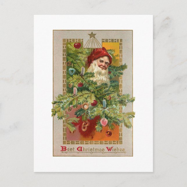 Postal Papá, Navidad con árbol y estrella decorados (Anverso)
