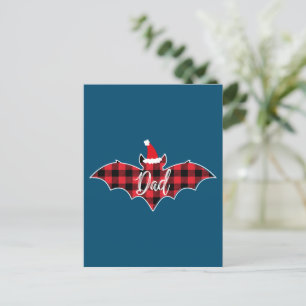 Postal Papá Navidades del Bat Papa Pajama Red Plaid Buffa