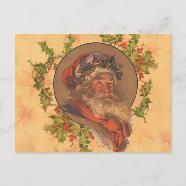 Postal Papá Noel Antiguo Victoriano Leyendecker (Anverso)