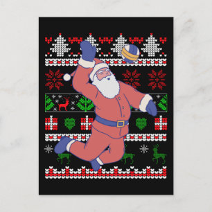 Postal Papá Noel de voleibol feo de Navidad