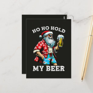 Postal Papá Noel divertido con gafas de sol y cerveza de