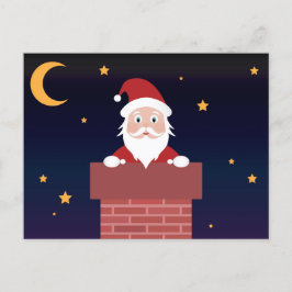 Postal Papá Noel en la noche de Navidad en la chimenea