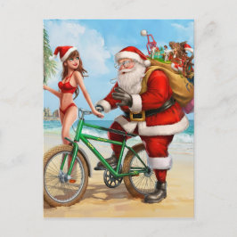 Postal Papá Noel en la playa, ¡Feliz Navidad!