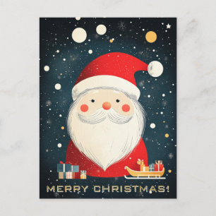 Postal Papá Noel lindo con cajas de regalo