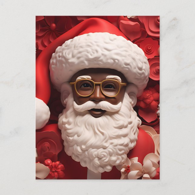 Postal Papá Noel negro Melanin Kris Kringle Xmas Bruh (Anverso)