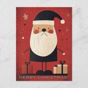 Postal Papá Noel Negro y Regalos de Navidad