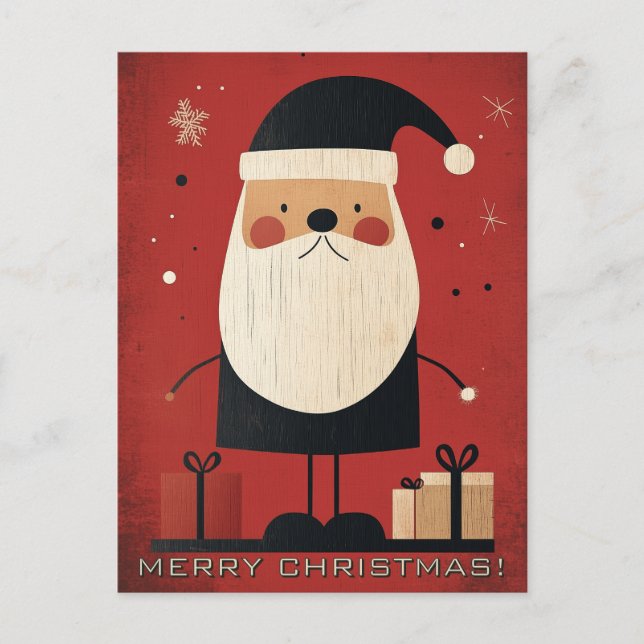 Postal Papá Noel Negro y Regalos de Navidad (Anverso)