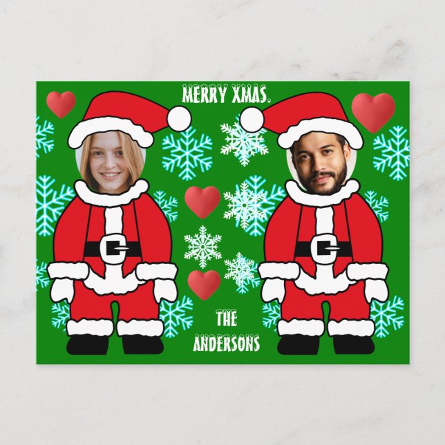 Postal Papá Noel personalizado con agujero para la cara e (Anverso)