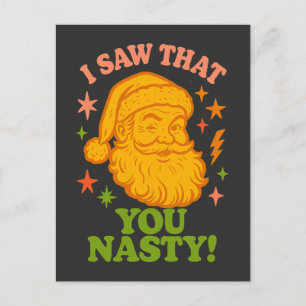 Postal Papá Noel Retro Divertido Feliz Navidad Traviesa