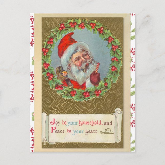 Postal Papá Noel Retro Victoriano de Navidad (Anverso)