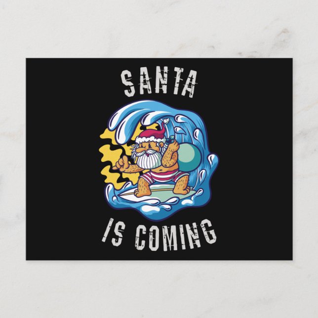 Postal Papá Noel viene de Surfboard (Anverso)
