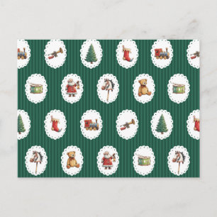 Postal Papá Noel vintage de Navidad rayas retro
