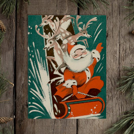 Postal Papá Noel Vintage + Noel Retro Rocido